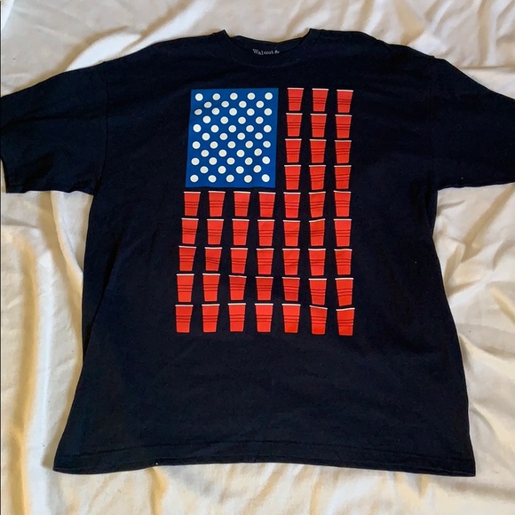BEER PONG solo cup AMERICAN FLAG T SHIRT XL NAVY - Picture 1 of 10
